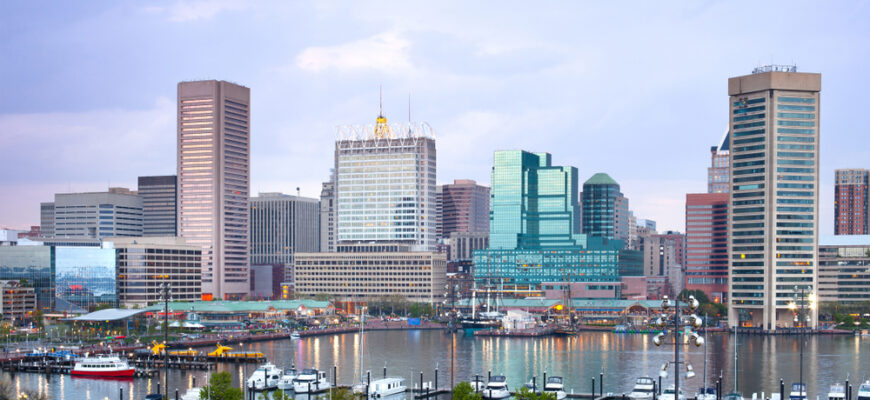 Downtown,City,Skyline,And,Inner,Harbor,,Baltimore,,Maryland,,Usa